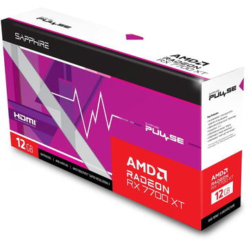 Placa video Sapphire AMD Radeon RX 7700 XT Pulse 12GB GDDR6 192bit
