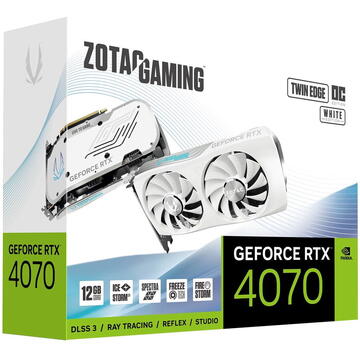Placa video Zotac GeForce RTX 4070 Twin Edge OC White Edition NVIDIA 12 GB GDDR6X