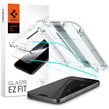 Folie pentru iPhone 15 Pro Max (set 2) - Spigen Glas.TR EZ FIT - Clear