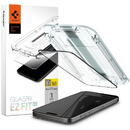 Folie de protectie Ecran Spigen EZ FIT pentru Apple iPhone 15 Pro, Sticla Securizata, Full Glue, 2.5D, Case Friendly, Neagra AGL06899