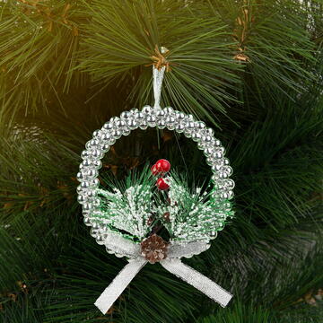 Familly Christmas Decor de Craciun - coroana argintie - 10 cm