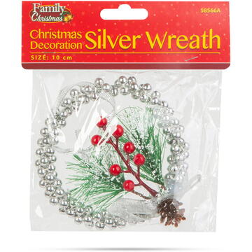 Familly Christmas Decor de Craciun - coroana argintie - 10 cm