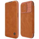 Husa Husa pentru iPhone 15 Pro - Nillkin QIN Pro Leather Case - Brown