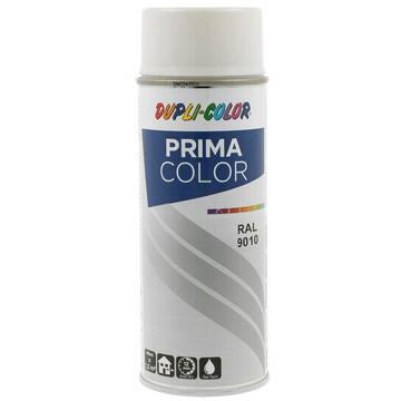 Vopsea spray acrilica DUPLI-COLOR PRIMA COLOR RAL9010 alb trafic, 400ml
