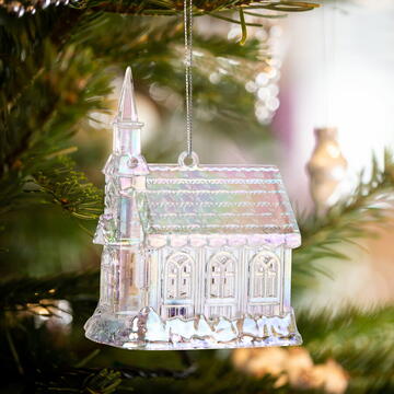 Ornament de Crăciun - biserică - acrilic - 75 x 100 x 60 mm