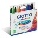 Articole pentru scoala Creioane cerate din plastic, 12 culori/cutie, GIOTTO Cera Maxi