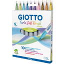 Articole pentru scoala Carioca, varf flexibil (tip pensula), 10 culori/cutie, GIOTTO Turbo Soft Brush - culori pastel