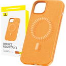 Husa Magnetic Phone Case for iPhone 15 Baseus Fauxther Series (Orange)