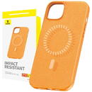 Husa Magnetic Phone Case for iPhone 15 Pro Baseus Fauxther Series (Orange)