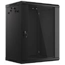 Lanberg wall-mounted installation rack cabinet 19'' 15U 600x450mm black (glass door)