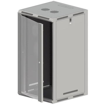 A-LAN ALANTEC 19" 18U 600x600 wall/stand cabinet, glass door, grey