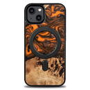 Husa Wood and Resin Case for iPhone 14 MagSafe Bewood Unique Orange - Orange and Black