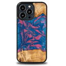 Husa Bewood Unique Vegas wood and resin case for iPhone 13 Pro - pink and blue