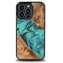 Husa Bewood Unique Turquoise iPhone 13 Pro Wood and Resin Case - Turquoise Black