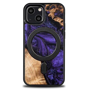 Husa Wood and Resin Case for iPhone 13 Mini MagSafe Bewood Unique Violet - Purple and Black