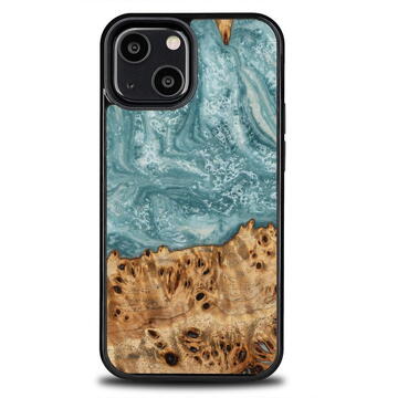 Husa Wood and Resin Case for iPhone 13 Mini Bewood Unique Uranus - Blue and White