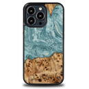 Husa Bewood Unique Uranus Wood and Resin iPhone 13 Pro Case - Blue and White