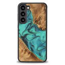 Husa Bewood Unique Turquoise Wood and Resin Case for Samsung Galaxy S23 Plus - Turquoise Black