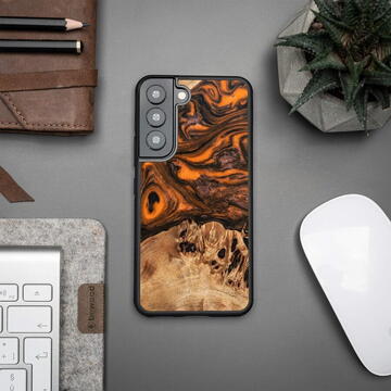 Husa Wood and resin case for Samsung Galaxy S22 Bewood Unique Orange - orange and black