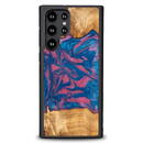Husa Wood and resin case for Samsung Galaxy S22 Ultra Bewood Unique Vegas - pink and blue