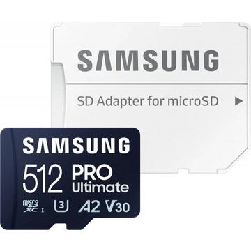 Card memorie Samsung MICROSDXC PRO Ultimate MB-MY512SA/WW 512GB, Class 10, UHS-I U3, V30, A2 + Adaptor SD
