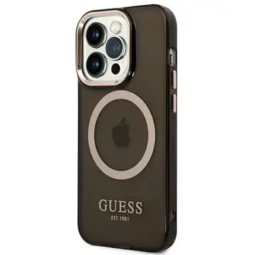 Husa Husa telefon Guess pentru iPhone 14 Pro, Translucent MagSafe, Plastic, Negru