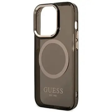 Husa Husa telefon Guess pentru iPhone 14 Pro, Translucent MagSafe, Plastic, Negru
