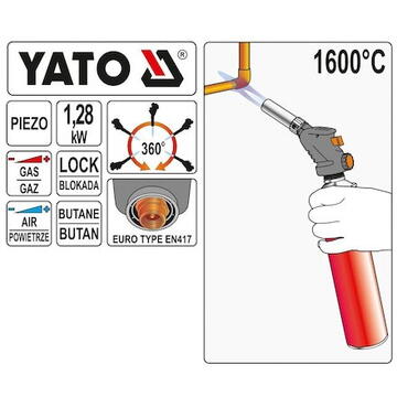 Yato Arzator pe gaz aprindere piezzo 1,28kW (YT-36709)
