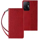 Husa Hurtel Magnet Strap Case Case for Xiaomi Redmi Note 11 Pro Pouch Wallet + Mini Lanyard Pendant Red