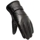 Hurtel Men's insulated PU leather phone gloves - black