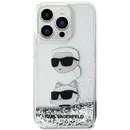 Husa Karl Lagerfeld KLHCP14XLDHKCNS case for iPhone 14 Pro Max 6.7&quot; - silver Liquid Glitter Karl&amp;Choupette Heads
