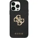Husa Guess Leather Perforated 4G Glitter Logo case for iPhone 15 - black