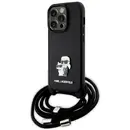 Husa Karl Lagerfeld KLHCP14LSAKCPSK case for iPhone 14 Pro hardcase - black Crossbody Saffiano Metal Pin Karl&amp;Choupette