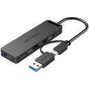 USB 3.0 4-Port Hub with USB-C and USB 3.0 2-in-1 Interface and Power Adapter Vention CHTBB 0.15m