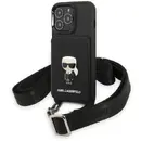 Husa Karl Lagerfeld KLHCP13LSAIPCK iPhone 13 Pro / 13 6.1" hardcase black/black Saffiano Metal Ikonik