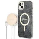 Husa Set Guess GUBPP14MH4EACSK Case+ Charger iPhone 14 Plus 6.7" black/black hard case 4G Print MagSafe