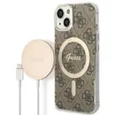 Husa Set Guess GUBPP14MH4EACSW Case+ Charger iPhone 14 Plus 6.7" brown/brown hard case 4G Print MagSafe