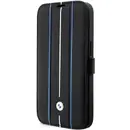 Husa Case BMW BMBKP14X22RVSK iPhone 14 Pro Max 6.7&quot; black/black bookcase Leather Stamp Blue Lines