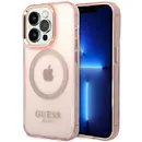 Husa Guess GUHMP14XHTCMP iPhone 14 Pro Max 6.7&quot; pink/pink hard case Gold Outline Translucent MagSafe