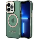 Husa Guess GUHMP14LHTCMA iPhone 14 Pro 6.1" green/khaki hard case Gold Outline Translucent MagSafe