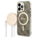 Husa Set Guess GUBPP13XH4EACSW Case+ Charger iPhone 13 Pro Max brown/brown hard case 4G Print MagSafe