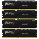 Memorie Kingston FURY DDR5 - 64GB - 6000 - CL - 40 (4x 16 GB) quad kit, RAM (black, KF560C40BBK4-64, Fury Beast, INTEL XMP)