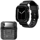 Husa pentru Apple Watch 1 / 2 / 3 / 4 / 5 / 6 / SE / SE 2 / 7 / 8 / 9 (42mm/44mm/45mm) + Curea - Lito Carbon RuggedArmor (LS003) - Black