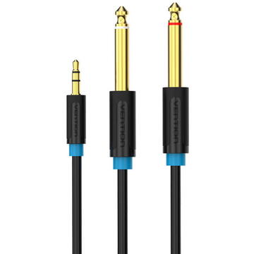 Accesorii Audio Hi-Fi Vention BACBJ Male TRS 3.5mm to 2x Male 6.35mm Audio Cable 5m Black