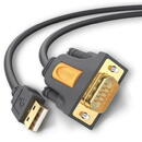 CABLU USB UGREEN adaptor, "CR104" USB 2.0 (T) la Serial DB9M (9-pin)(RS232)(T), 1m, negru