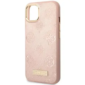 Husa Guess GUHMP14SSAPSTP iPhone 14 6.1" pink/pink hardcase Peony Logo Plate MagSafe
