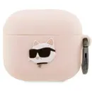 Husa Karl Lagerfeld KLA3RUNCHP AirPods 3 cover pink/pink Silicone Choupette Head 3D