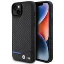 Husa BMW Leather Carbon case for iPhone 15 Plus - black
