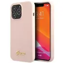 Husa Guess GUHCP13XLSLMGLP iPhone 13 Pro Max 6.7" light pink/light pink hardcase Silicone Script Gold Logo