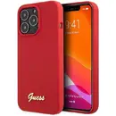 Husa Guess GUHCP13XLSLMGRE iPhone 13 Pro Max 6.7" red/burgundy hard case Silicone Vintage Gold Logo
